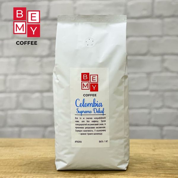 Кофе в зернах BEMY Coffee Colombia Supremo DEKAF  | 1 кг 10986977072 фото