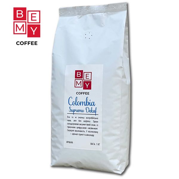 Кофе в зернах BEMY Coffee Colombia Supremo DEKAF  | 1 кг 10986977072 фото