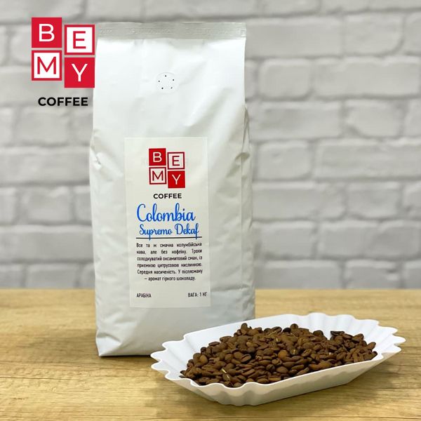 Кофе в зернах BEMY Coffee Colombia Supremo DEKAF  | 1 кг 10986977072 фото