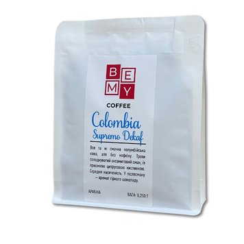 Кофе в зернах BEMY Coffee Colombia Supremo DEKAF  | 250 г 14063543482 фото