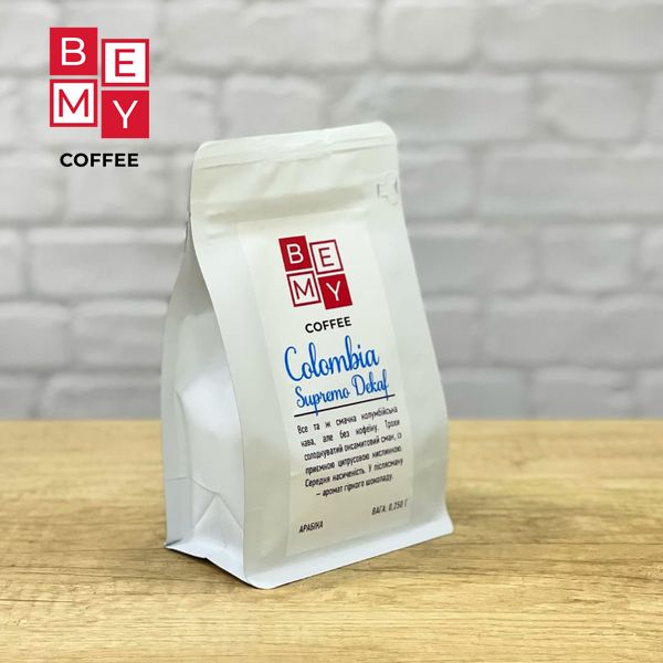 Кофе в зернах BEMY Coffee Colombia Supremo DEKAF  | 250 г 14063543482 фото