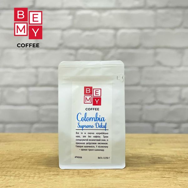 Кофе в зернах BEMY Coffee Colombia Supremo DEKAF  | 250 г 14063543482 фото